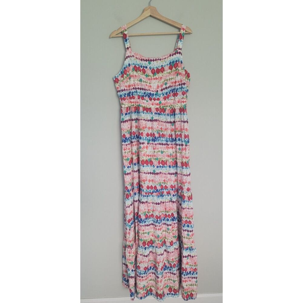 NWT Francescas Womens XL Mosaic Print Sleeveless Maxi Dress Multicolor